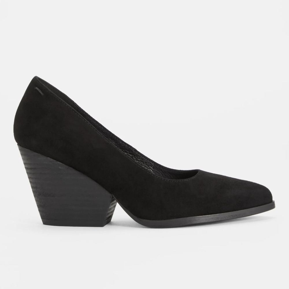 Eileen Fisher Hawk Suede Pump Women's Black Summer Minimalist Shoes